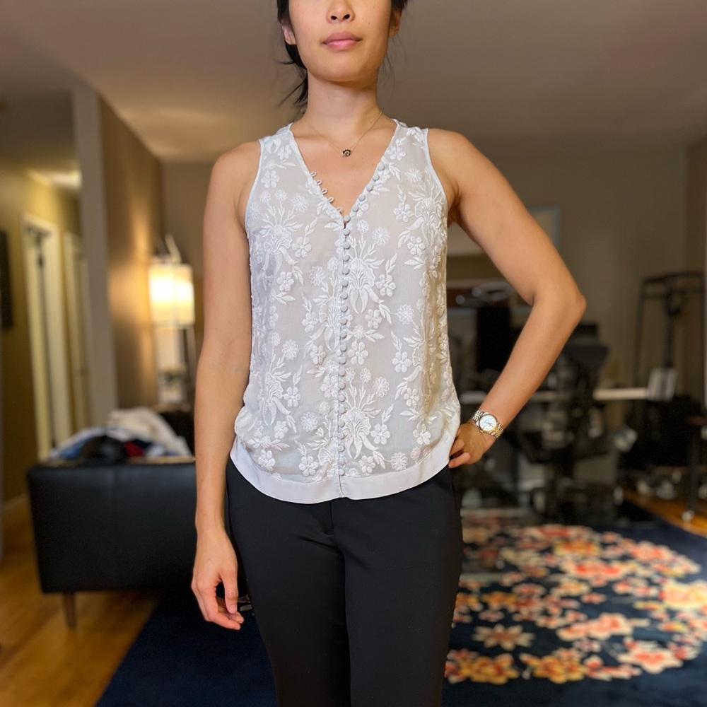 Elizabeth+James silk top with floral embroidery
